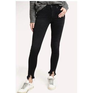 AGOLDE Sophie Mid Rise Skinny Ankle Raw Jeans Black Shout A123B-1158 Size 26